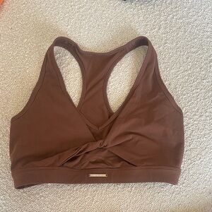 Gymshark X Whitney Simmons Brown Twist-Front Racerback Sports Bra